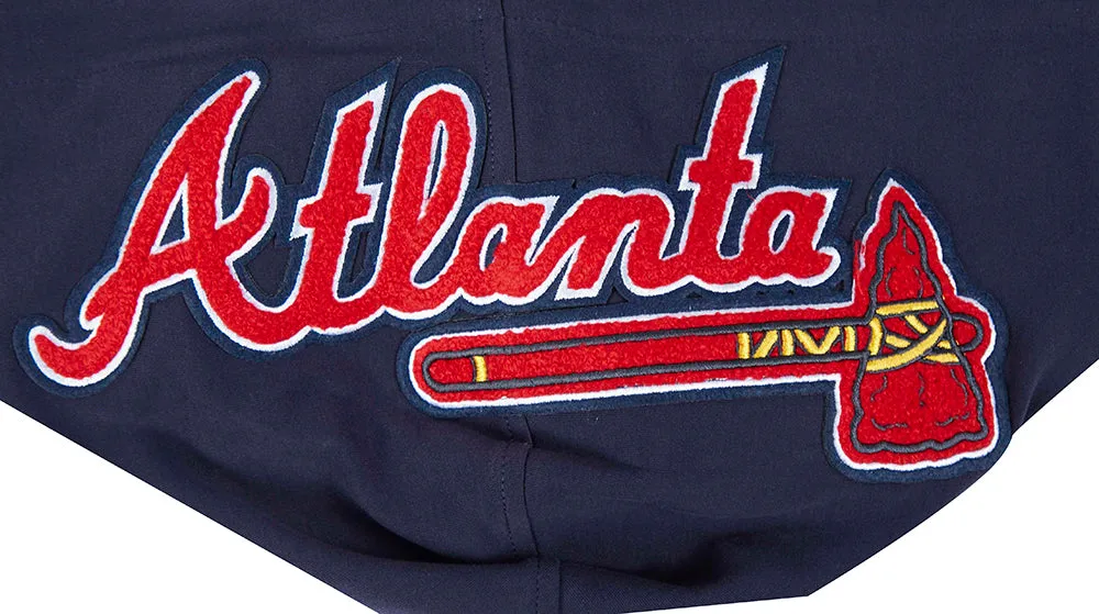 MLB ATLANTA BRAVES CLASSIC CHENILLE MEN'S PO HOODIE (MIDNIGHT NAVY/RED)