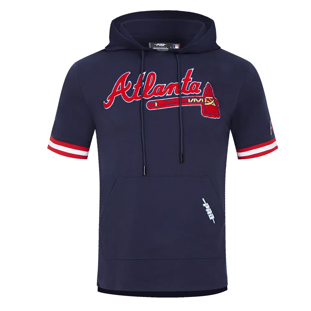 MLB ATLANTA BRAVES CLASSIC CHENILLE MEN'S PO HOODIE (MIDNIGHT NAVY/RED)