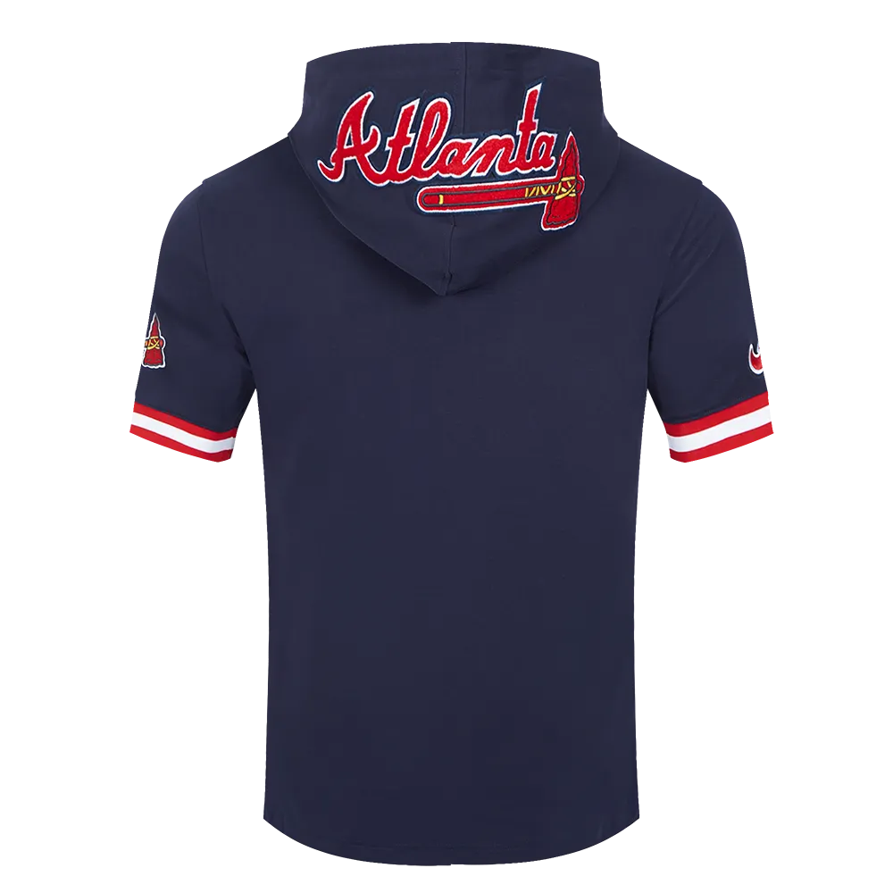MLB ATLANTA BRAVES CLASSIC CHENILLE MEN'S PO HOODIE (MIDNIGHT NAVY/RED)