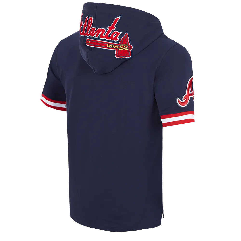 MLB ATLANTA BRAVES CLASSIC CHENILLE MEN'S PO HOODIE (MIDNIGHT NAVY/RED)