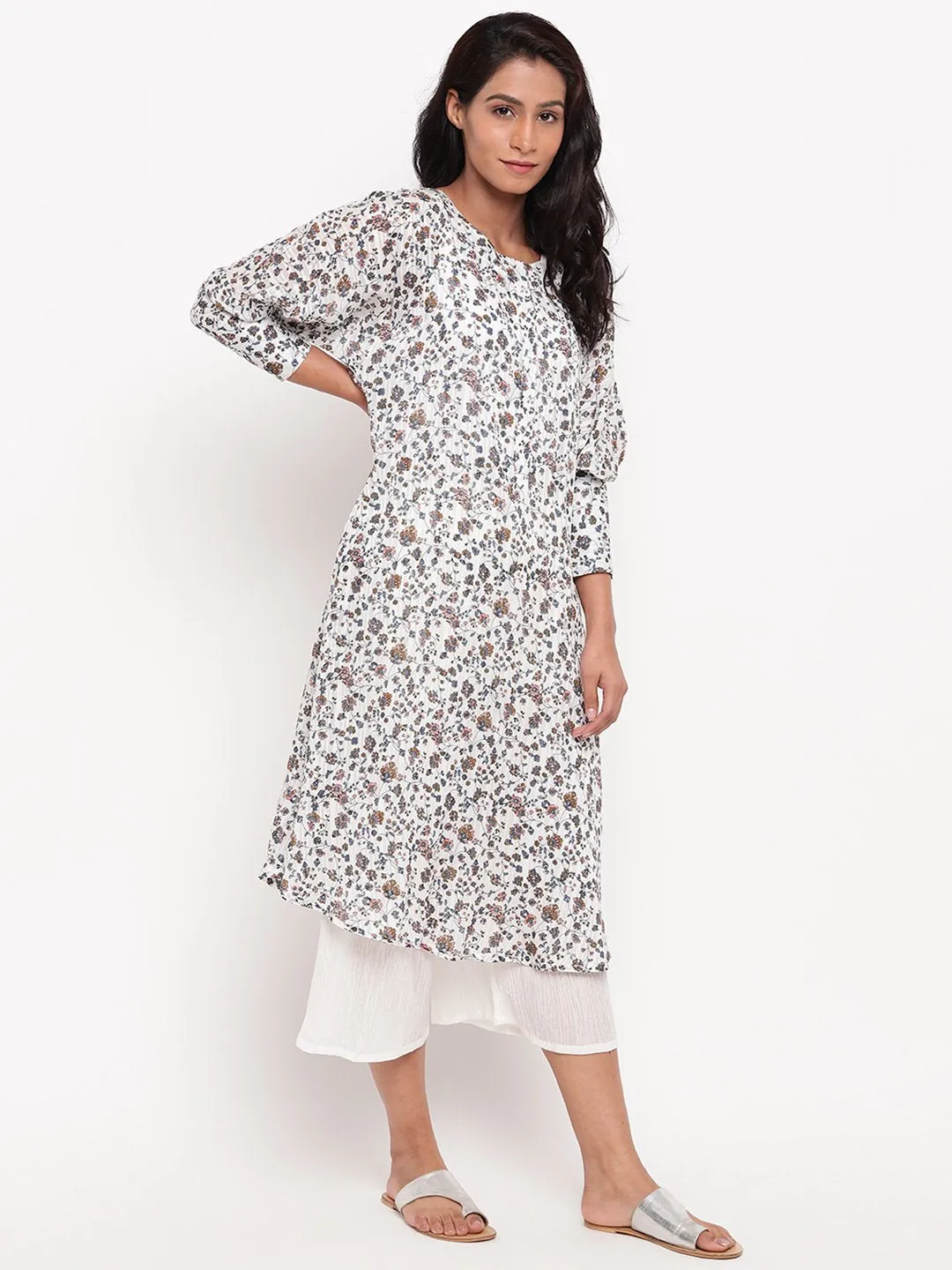 Multi Floral Cuff Kurta
