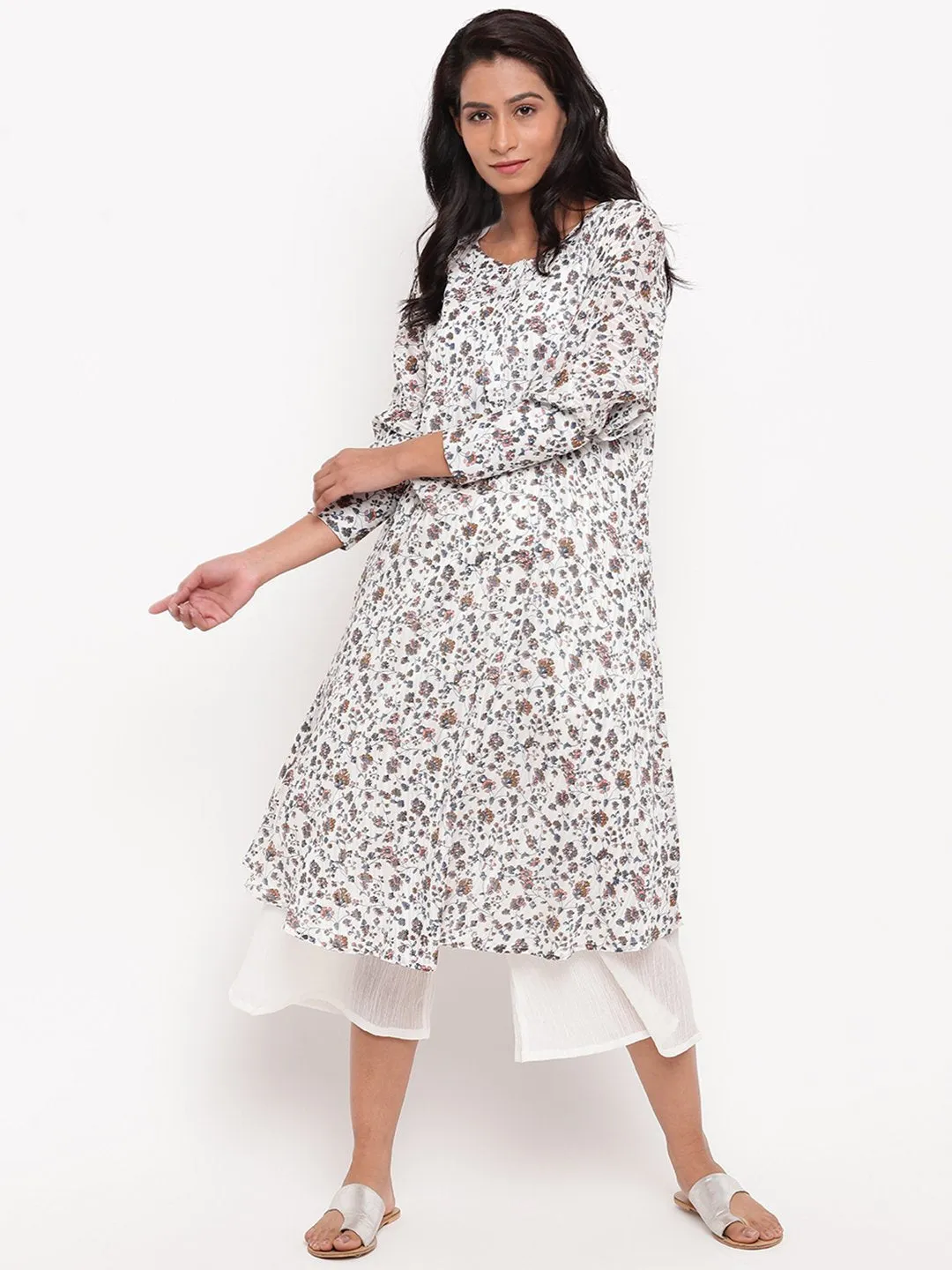 Multi Floral Cuff Kurta