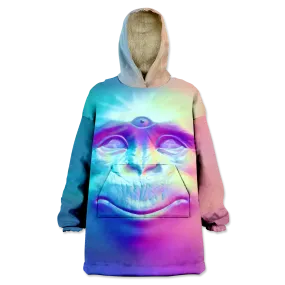 Neon Glowing Monkey All Over Print Wearable Blanket Hoodie