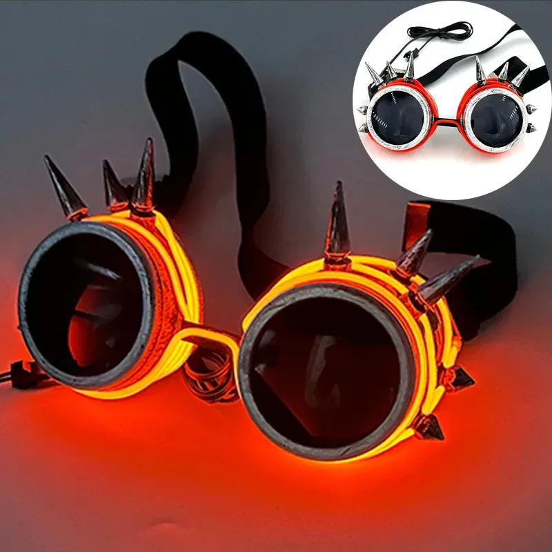 Steampunk Goggles Glasses Cyberpunk Retro LED Gothic DJ Party Festival Light Up Glowing Costume Cosplay