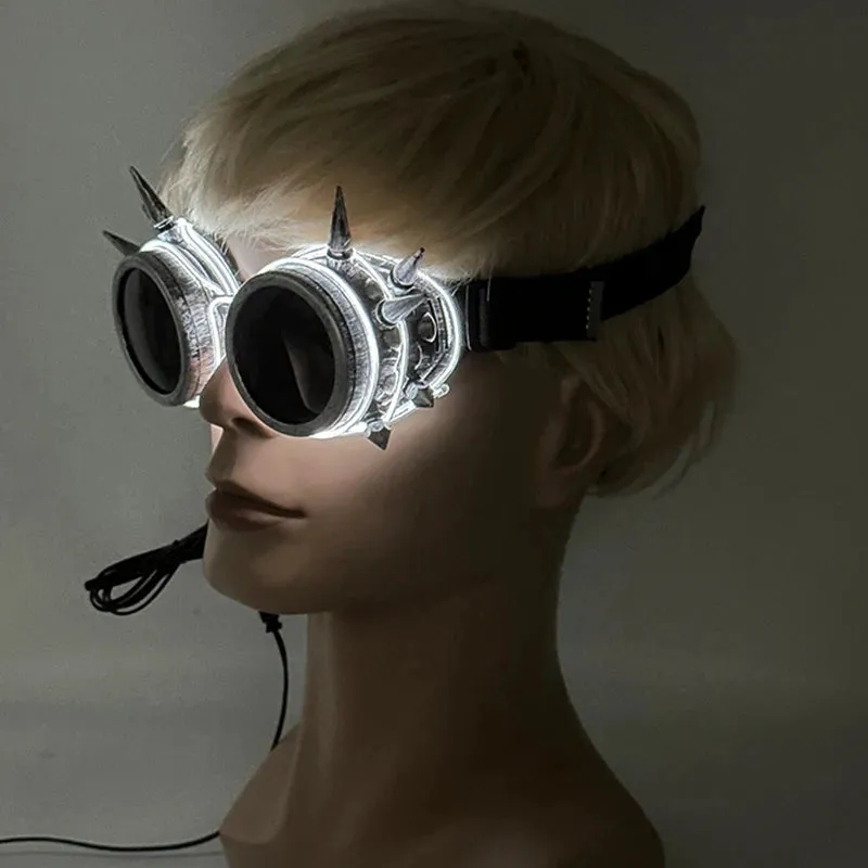 Steampunk Goggles Glasses Cyberpunk Retro LED Gothic DJ Party Festival Light Up Glowing Costume Cosplay