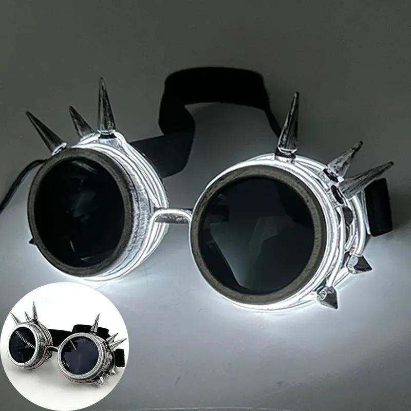 Steampunk Goggles Glasses Cyberpunk Retro LED Gothic DJ Party Festival Light Up Glowing Costume Cosplay