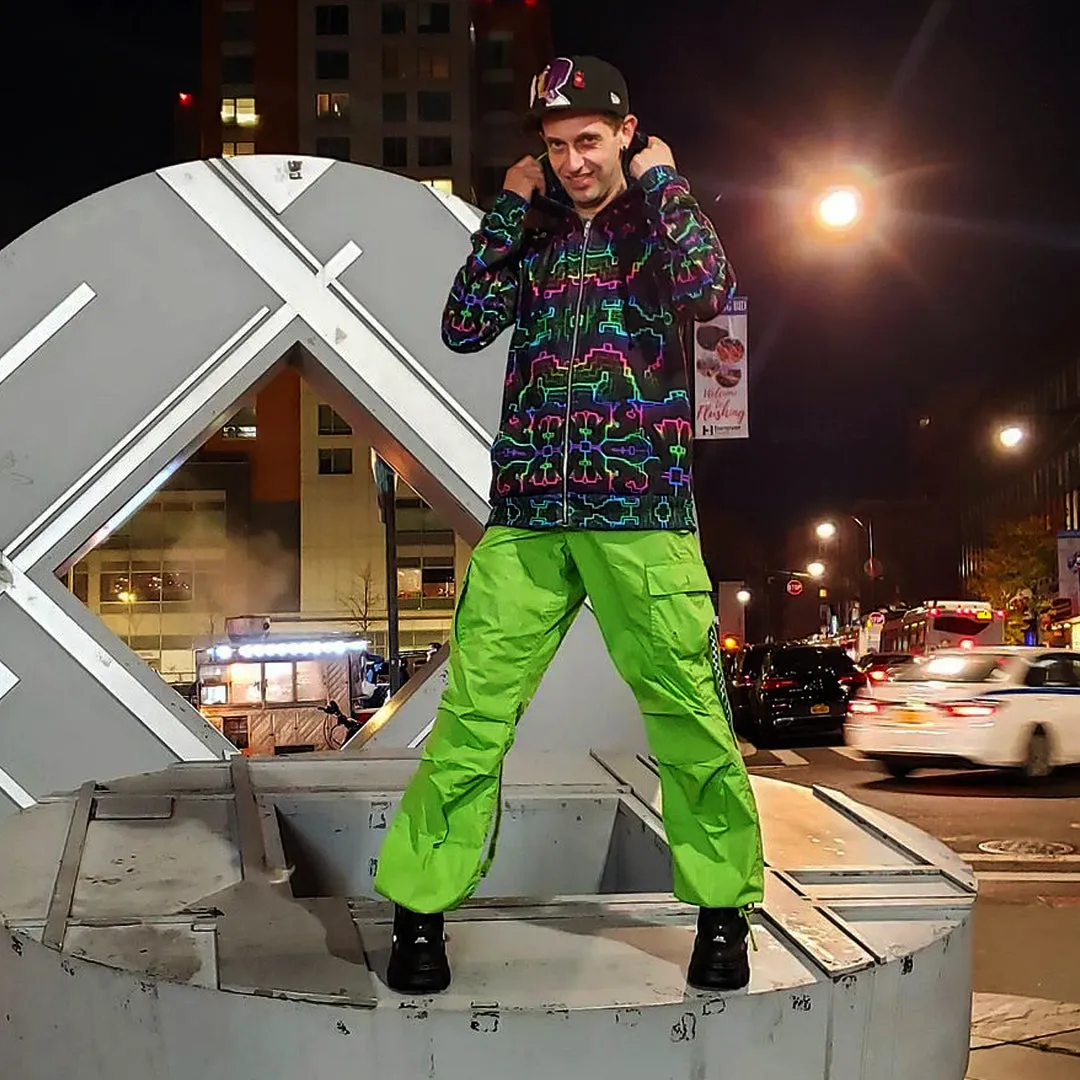 Techno Shamanic RGB Hoodie – Electric Tribal Psychedelic Art