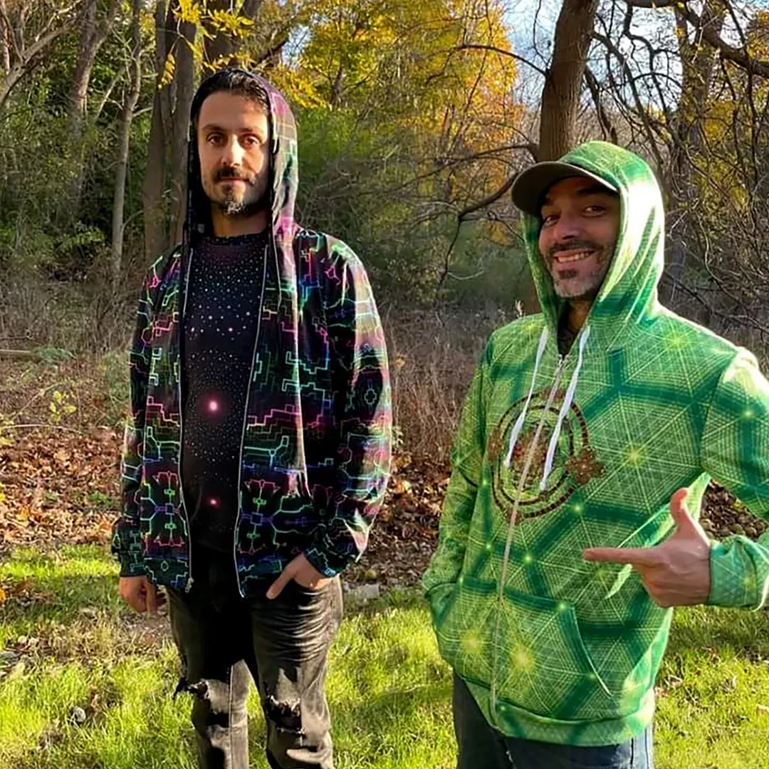 Techno Shamanic RGB Hoodie – Electric Tribal Psychedelic Art