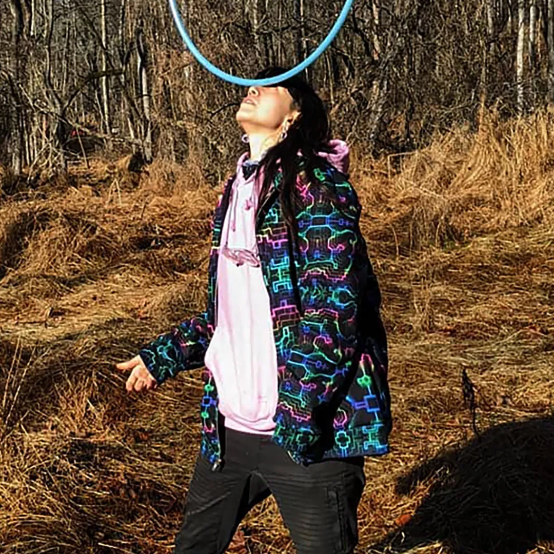 Techno Shamanic RGB Hoodie – Electric Tribal Psychedelic Art