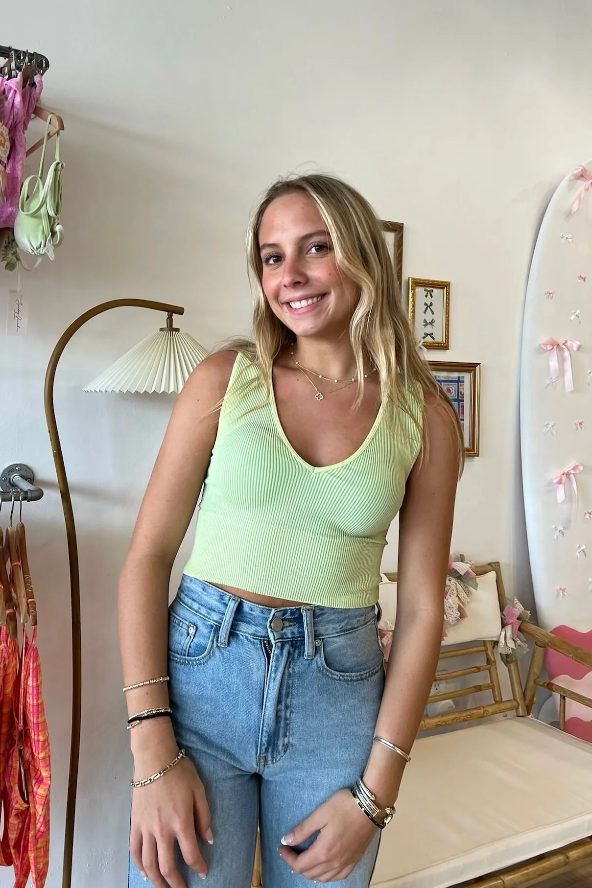 Tessa Vintage Plunge Neck Top