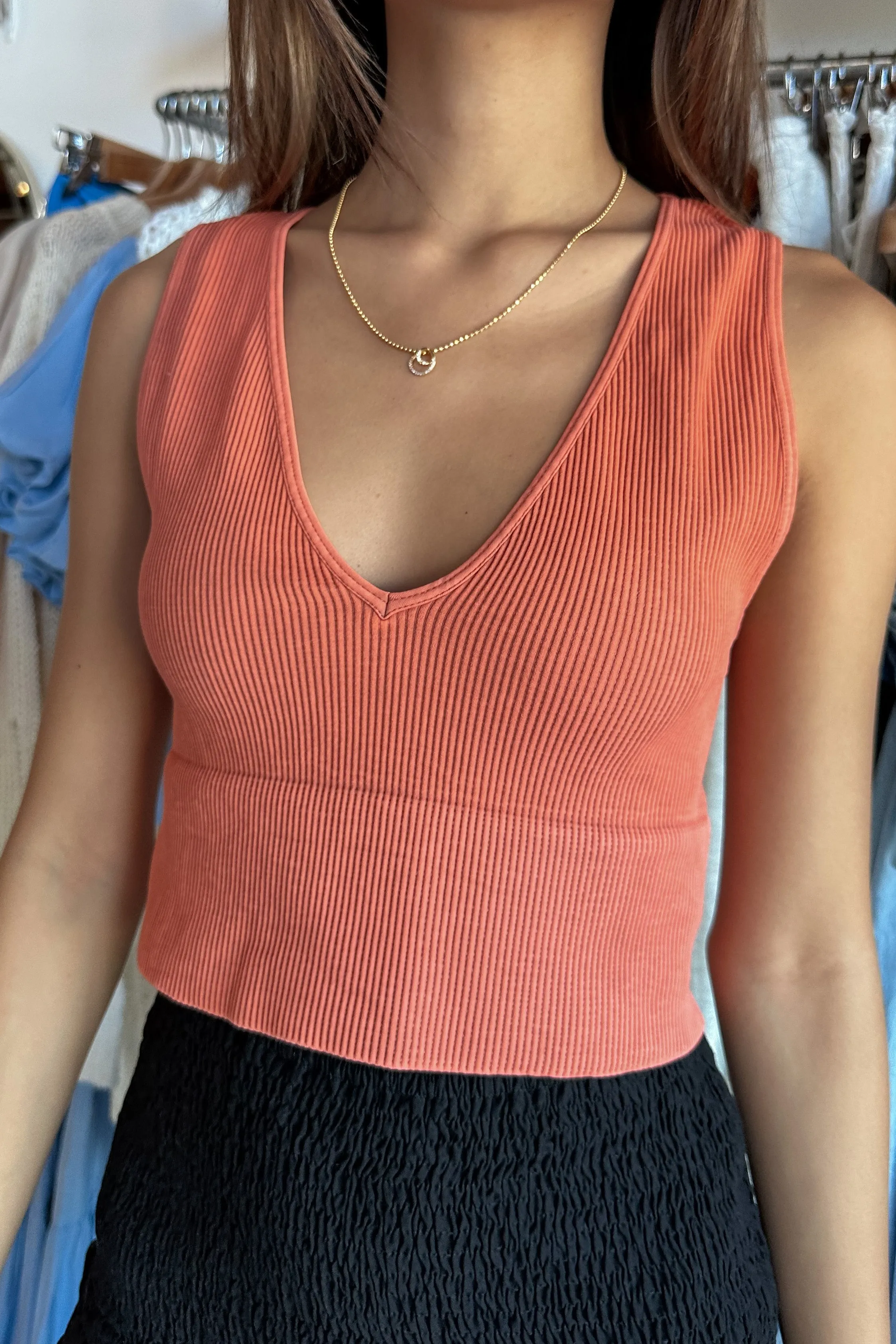 Tessa Vintage Plunge Neck Top