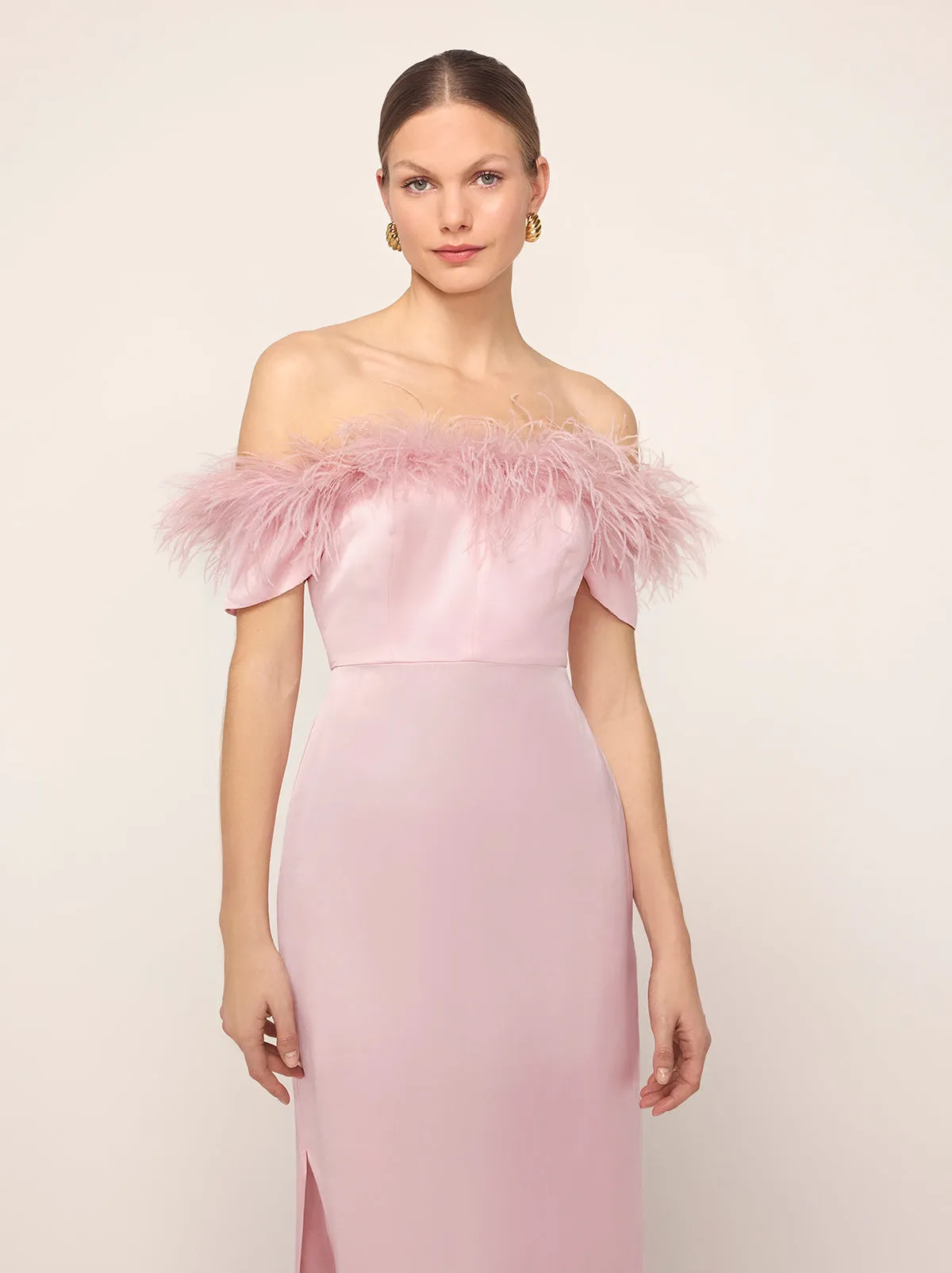 Vivien Pink Feather Midi Dress