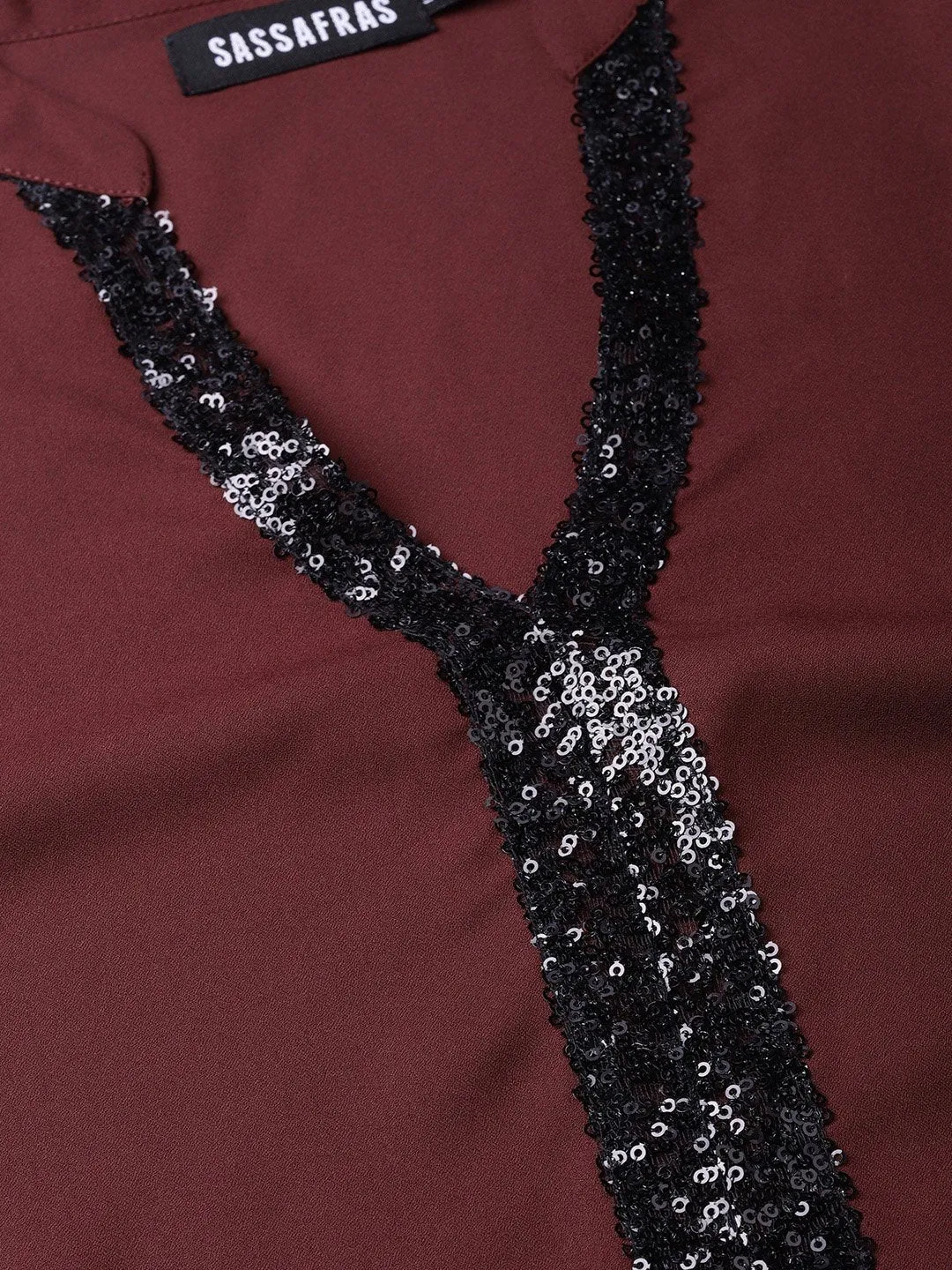 Wine Sequin High Low Top
